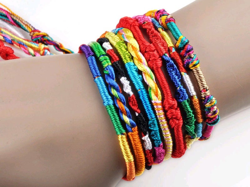 Yoogeer 50pcs Wholesae Bulk Jewelry Lots Colorful Braid Friendship Cords Strand Bracelet - Image 2